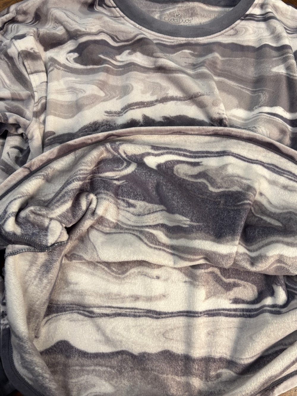Cuddl Duds Pajamas Loungewear Marble Ultra Plush Soft Velvet Like Petite Large - Picture 12 of 16